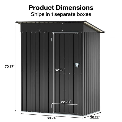 LAUSAINT HOME 10 x 3 FT 2-in-1 Metal Outdoor Storage Shed with Hardtop Gazebo, Lockable Galvanized Steel Lean-to Tool Shed with Sloped Roof, Black