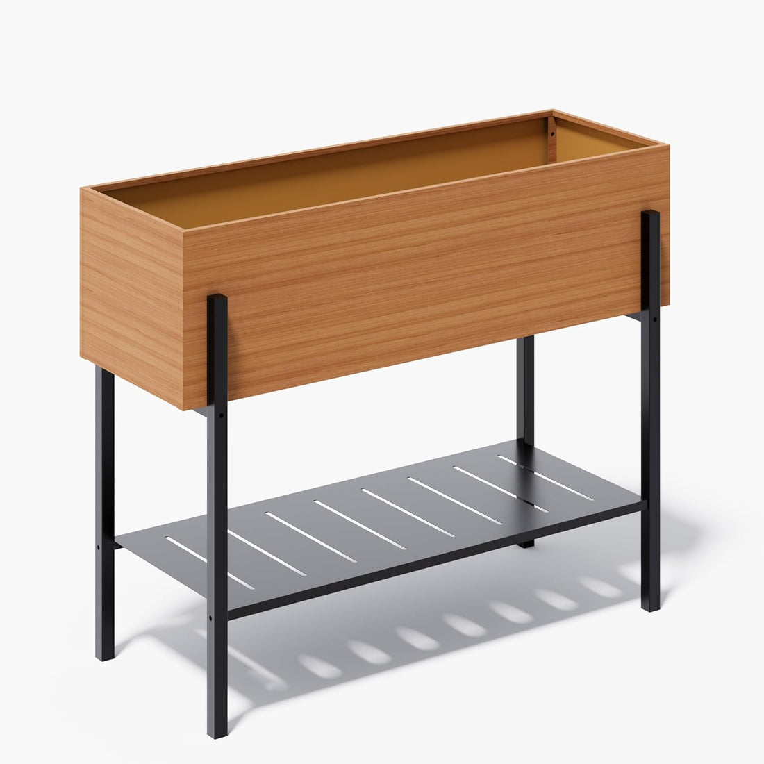 LAUSAINT HOME Outdoor Raised Garden Bed with Legs and Storage Shelf, 32" Tall Metal Elevated Planter Box