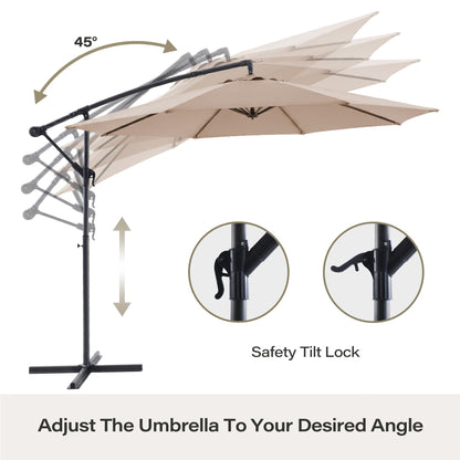 LAUSAINT HOME 10ft Offset Patio Umbrella, Cantilever Hanging Market Umbrella