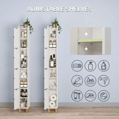LAUSAINT HOME Tall Narrow Storage Cabinet, Slim Bathroom Storage Cabinet with 4 Shelves