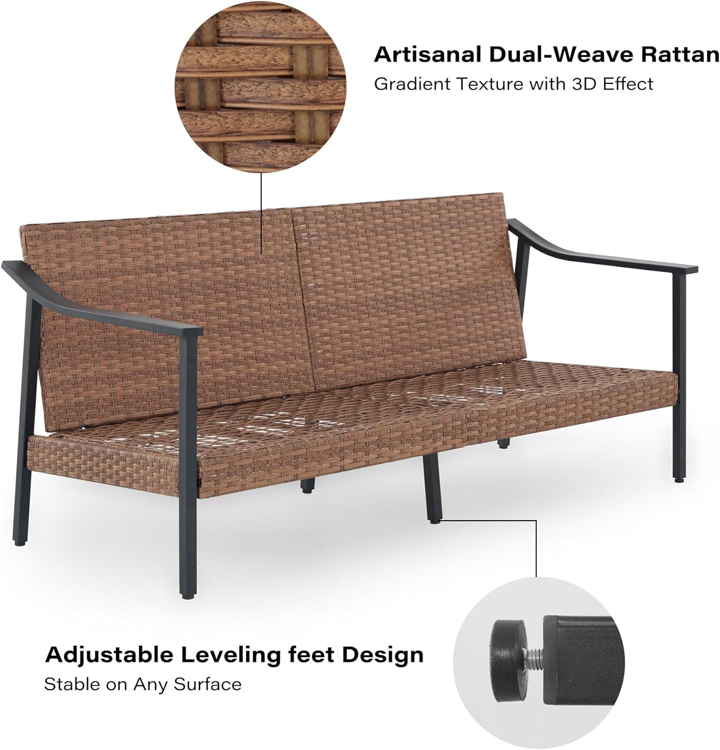 LAUSAINT HOME 6 Pieces Outdoor Patio Furniture Set, Rattan Outdoor Couch Sectional