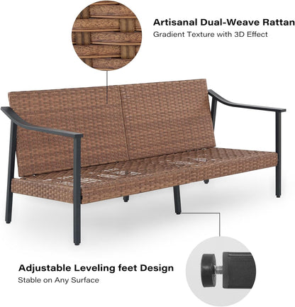 LAUSAINT HOME 6 Pieces Outdoor Patio Furniture Set, Rattan Outdoor Couch Sectional