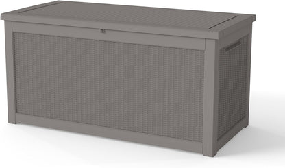 LAUSAINT HOME Resin Deck Box for Outdoor Storage - Weatherproof Patio Storage Bench