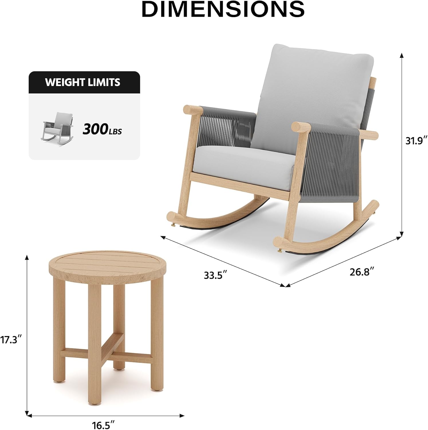 LAUSAINT HOME 3-Piece Outdoor Rocking Bistro Set
