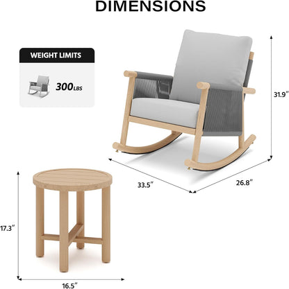 LAUSAINT HOME 3-Piece Outdoor Rocking Bistro Set