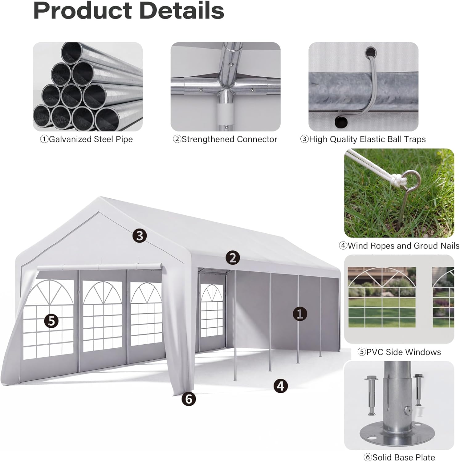 LAUSAINT HOME Party Tent Canopy, Waterproof Heavy-Duty Event Shelter with Removable Sidewalls