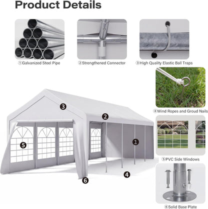 LAUSAINT HOME Party Tent Canopy, Waterproof Heavy-Duty Event Shelter with Removable Sidewalls