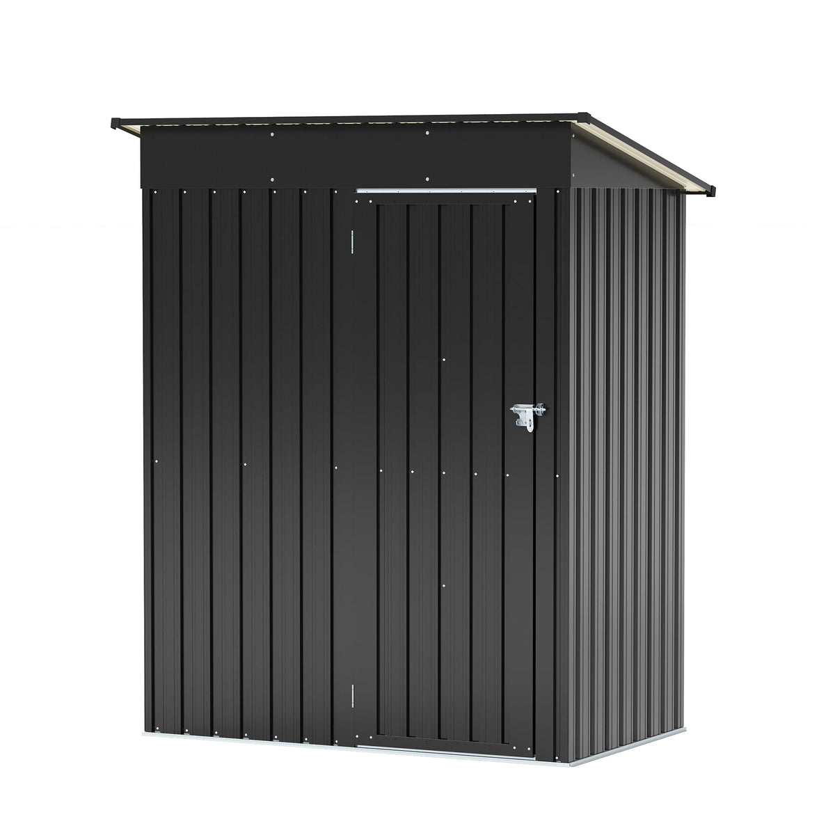 LAUSAINT HOME 10 x 3 FT 2-in-1 Metal Outdoor Storage Shed with Hardtop Gazebo, Lockable Galvanized Steel Lean-to Tool Shed with Sloped Roof, Black