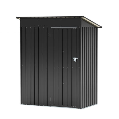 LAUSAINT HOME 10 x 3 FT 2-in-1 Metal Outdoor Storage Shed with Hardtop Gazebo, Lockable Galvanized Steel Lean-to Tool Shed with Sloped Roof, Black