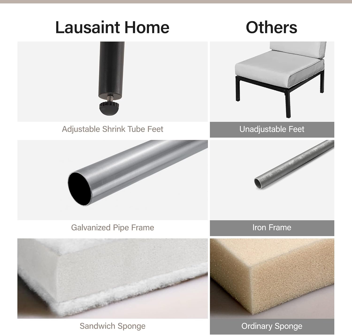 LAUSAINT HOME Outdoor Patio Furniture, 8 Piece Outdoor Sectional Sofa PE Rattan Wicker Patio Conversation Sets