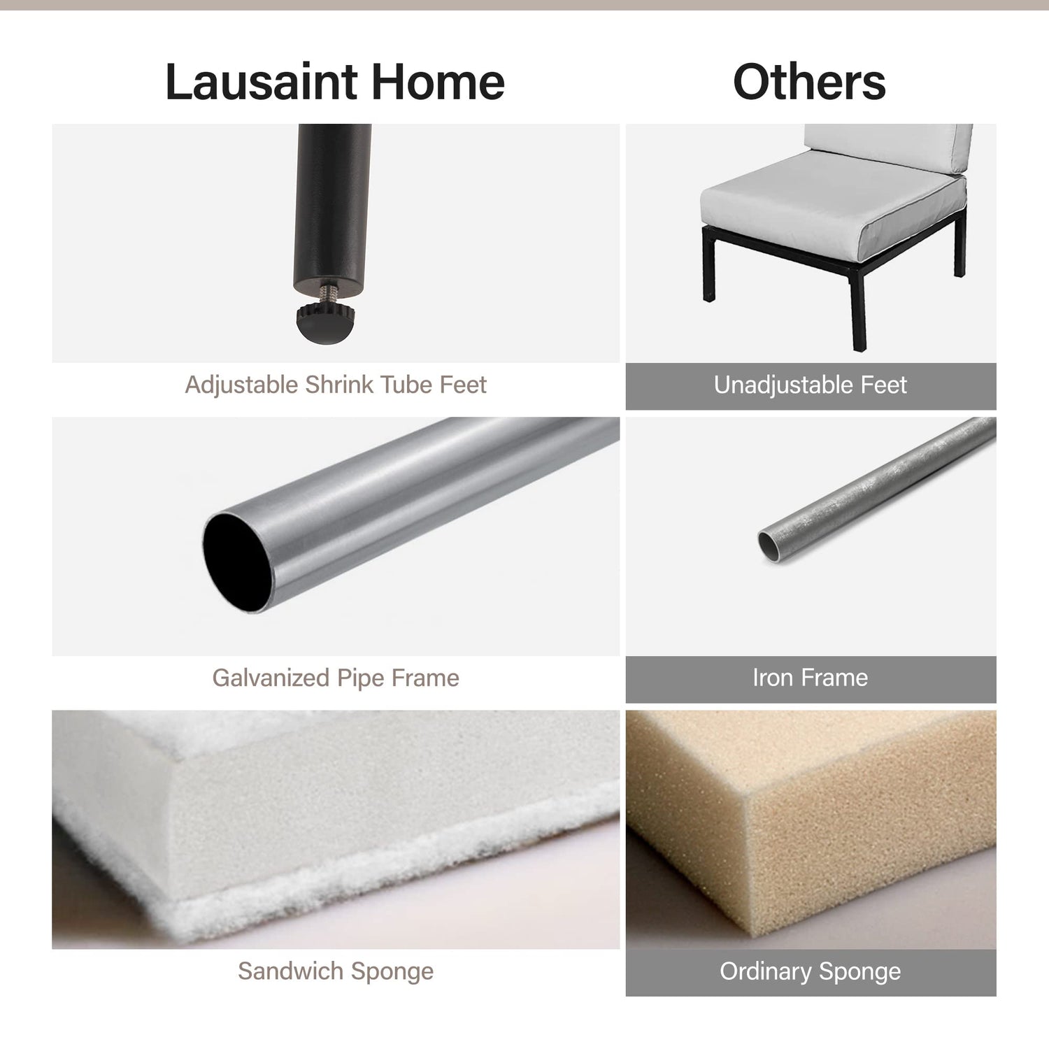 LAUSAINT HOME Outdoor Patio Furniture, 6 Piece Outdoor Sectional Sofa PE Rattan Wicker Patio Conversation Sets, All Weather Patio Furniture Set with Thick Cushions for Garden, Backyard(Beige)