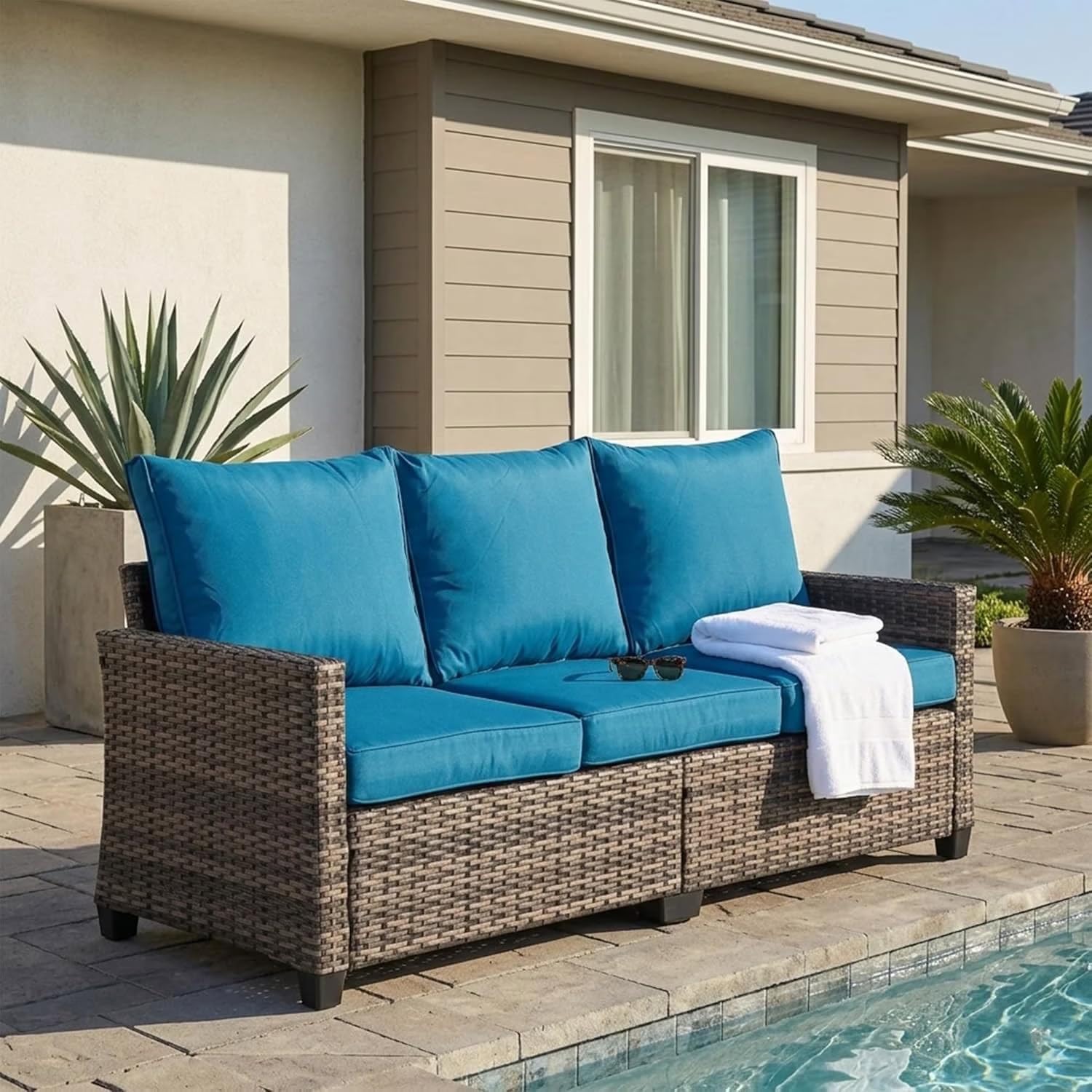 LAUSAINT HOME Outdoor Patio Furniture, Outdoor Sectional Sofa Patio Furniture Sets