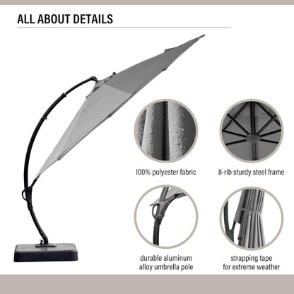 LAUSAINT HOME Outdoor Patio Umbrella with Base Included, Large Sun Shade Cantilever Umbrella Deluxe Curvy