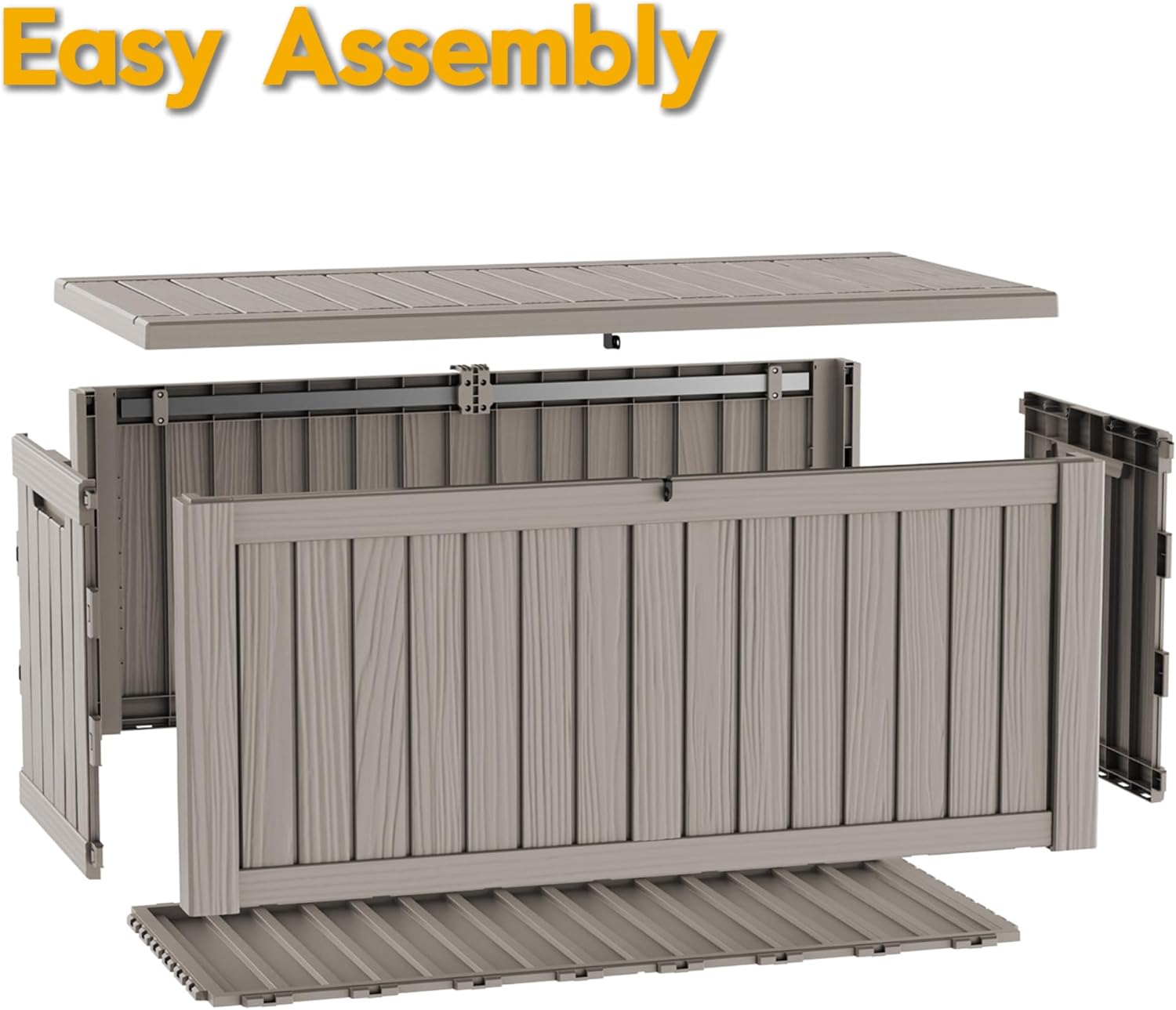 LAUSAINT HOME Resin Deck Box for Outdoor Storage - Weatherproof Patio Storage Bench
