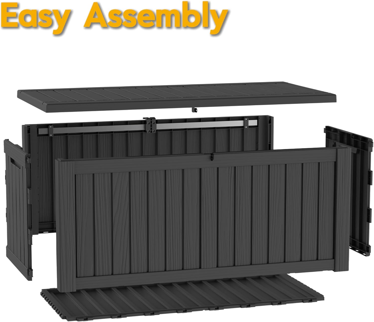 LAUSAINT HOME Resin Deck Box for Outdoor Storage - Weatherproof Patio Storage Bench