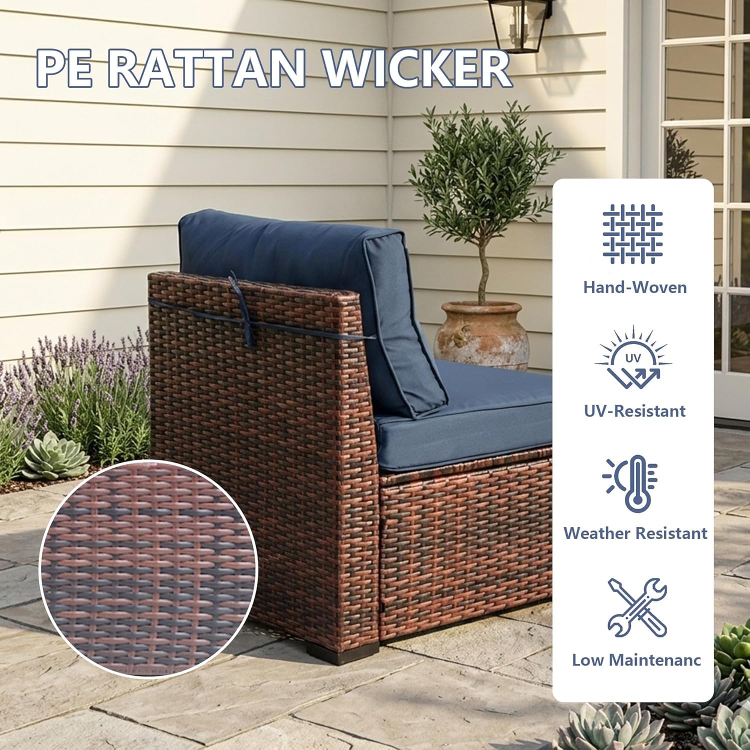 LAUSAINT HOME Outdoor Patio Furniture, Outdoor Sectional Sofa Patio Furniture Sets