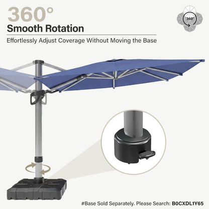 LAUSAINT HOME Cantilever Patio Umbrella, 360° Rotating Offset Umbrella with Aluminum Frame