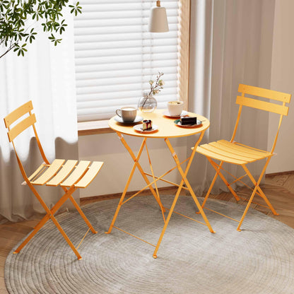 LAUSAINT HOME 3-Piece Steel Folding Bistro Set, Premium Weather-Resistant Patio Table &amp; 2 Chairs