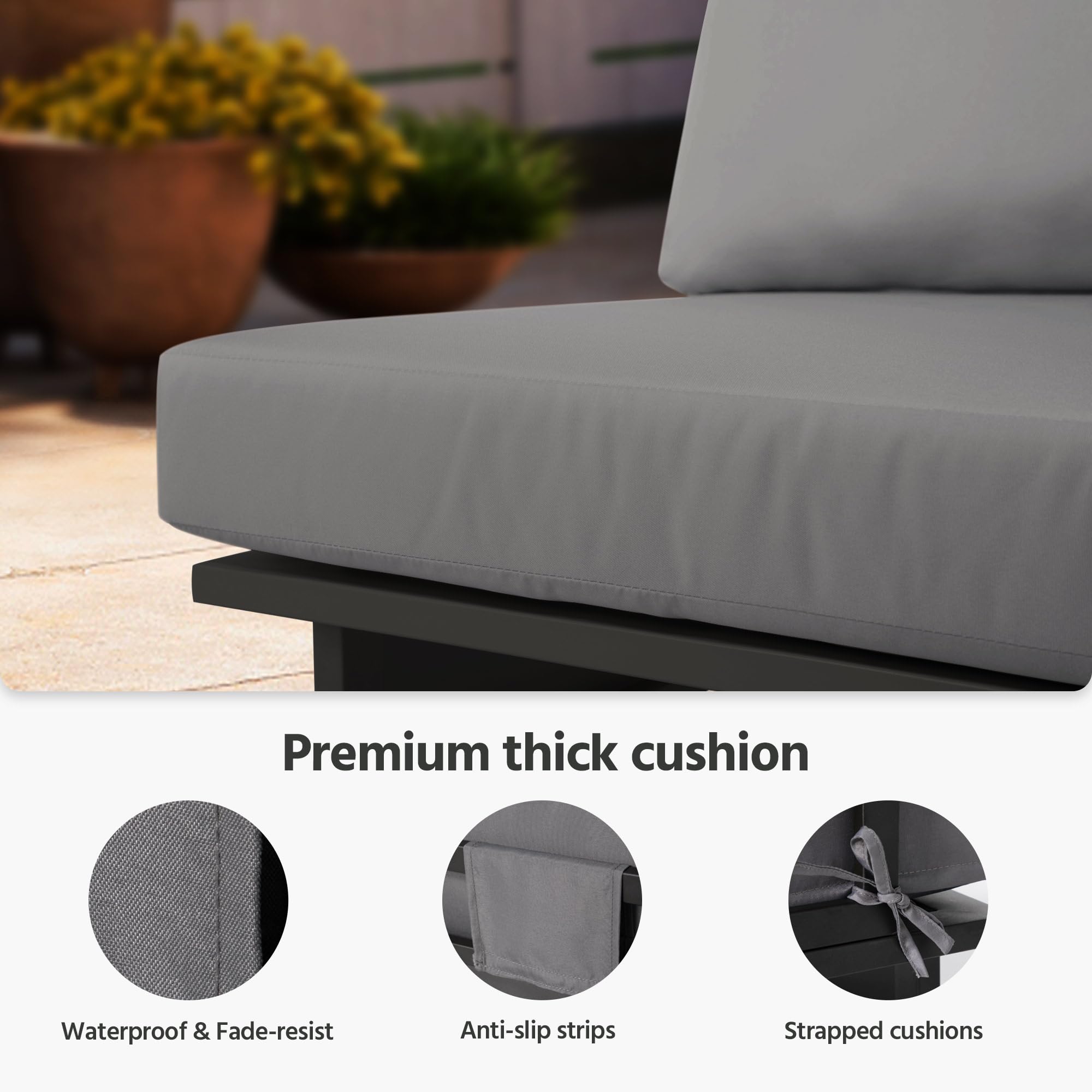 LAUSAINT HOME Patio Furniture Set, Outdoor Conversation Sets with Coffee Table