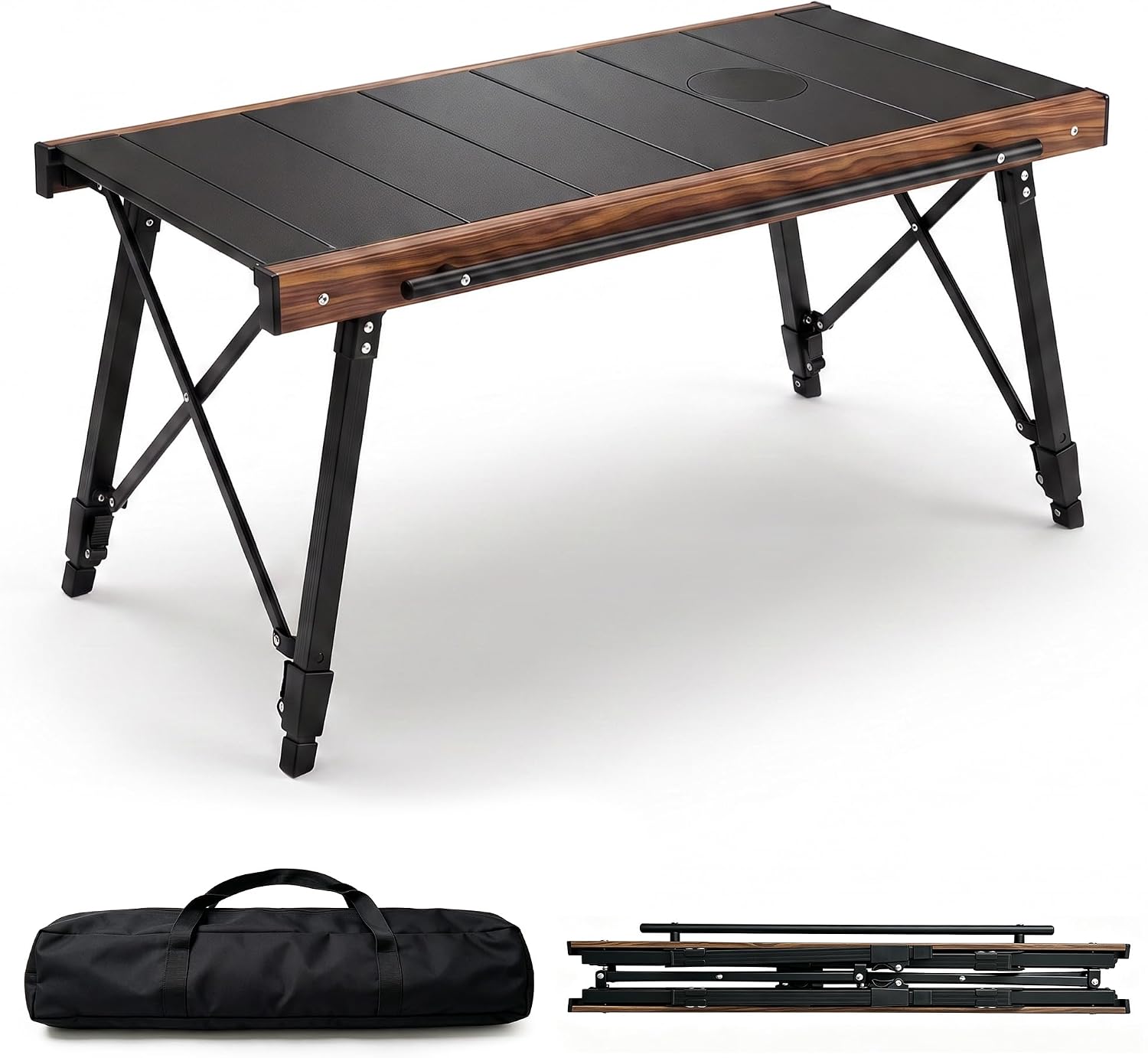 Modular IGT Camping Table, Height Adjustable Outdoor Portable Table with Folding Design, Folding Camp Table with Expandable Cooking Area for Picnic, BBQ and Patio