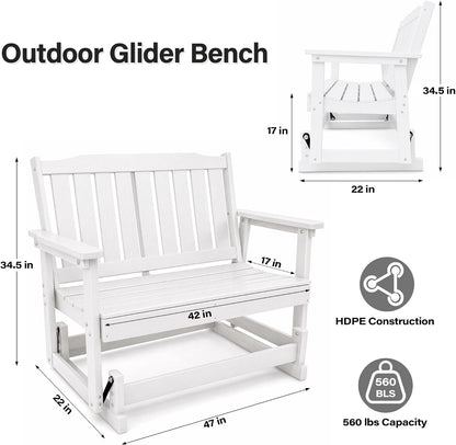 LAUSAINT HOME 2-Person HDPE Outdoor Glider Bench