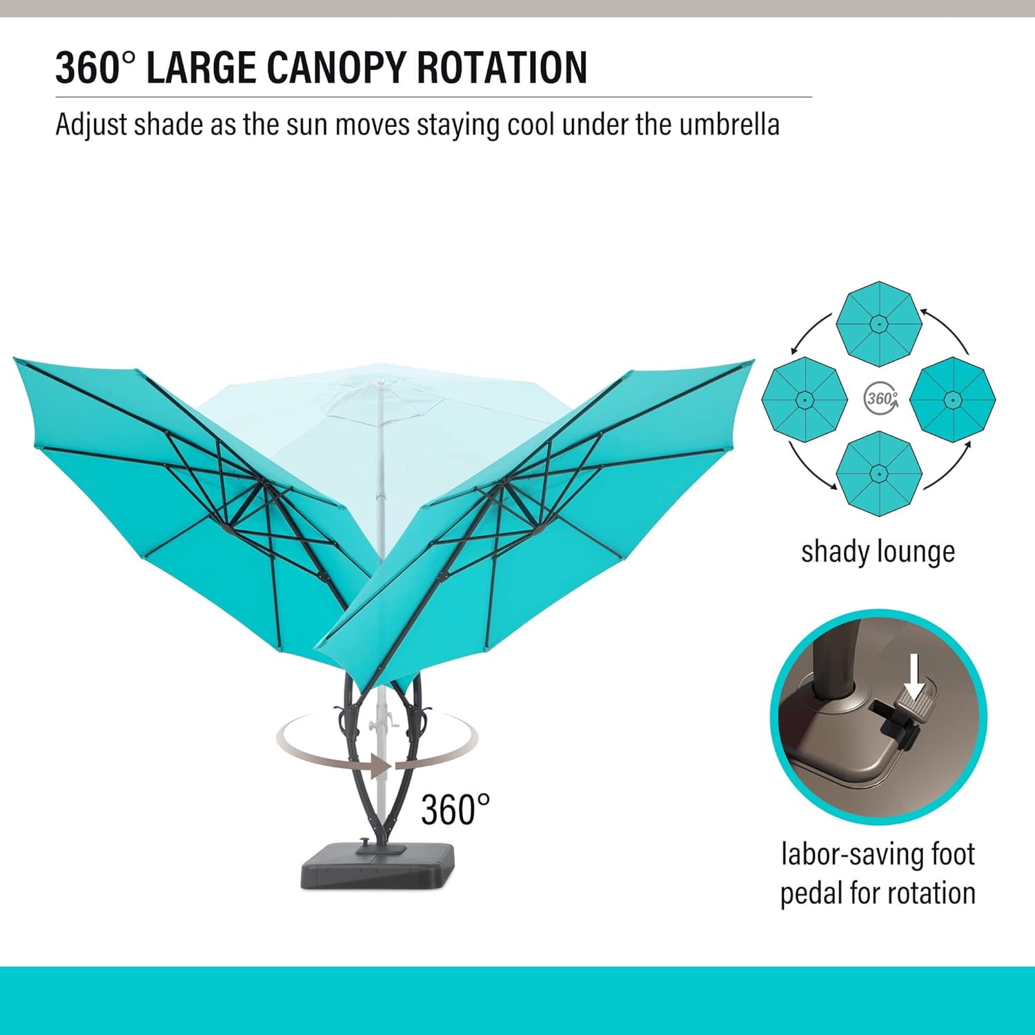 LAUSAINT HOME Outdoor Patio Umbrella with Base Included, Large Sun Shade Cantilever Umbrella Deluxe Curvy