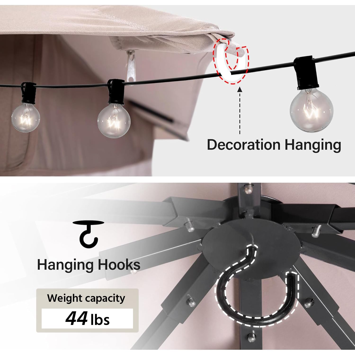 LAUSAINT HOME Semi-Permanent Outdoor Patio Gazebo 10&