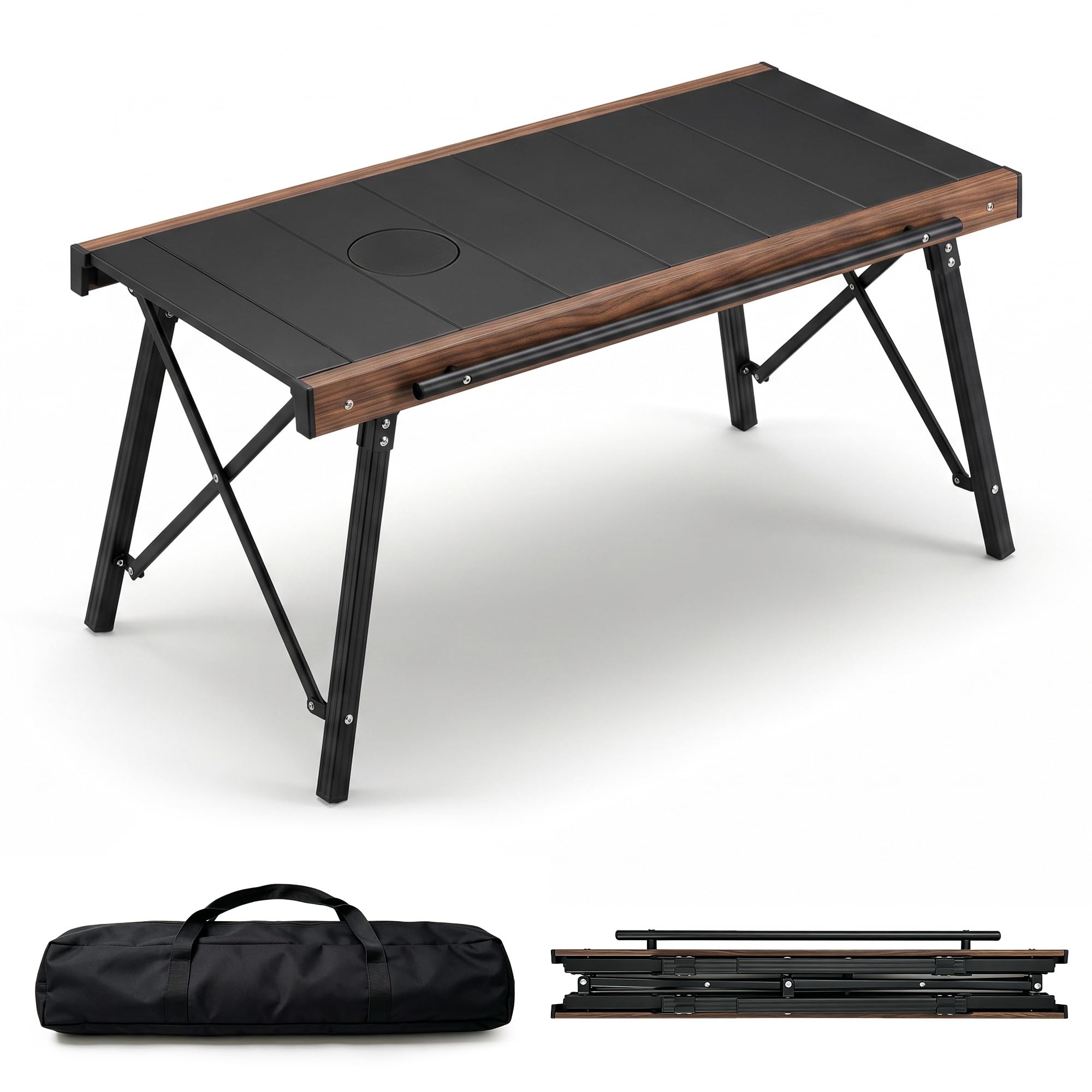 Modular IGT Camping Table, Height Adjustable Outdoor Portable Table with Folding Design, Folding Camp Table with Expandable Cooking Area for Picnic, BBQ and Patio