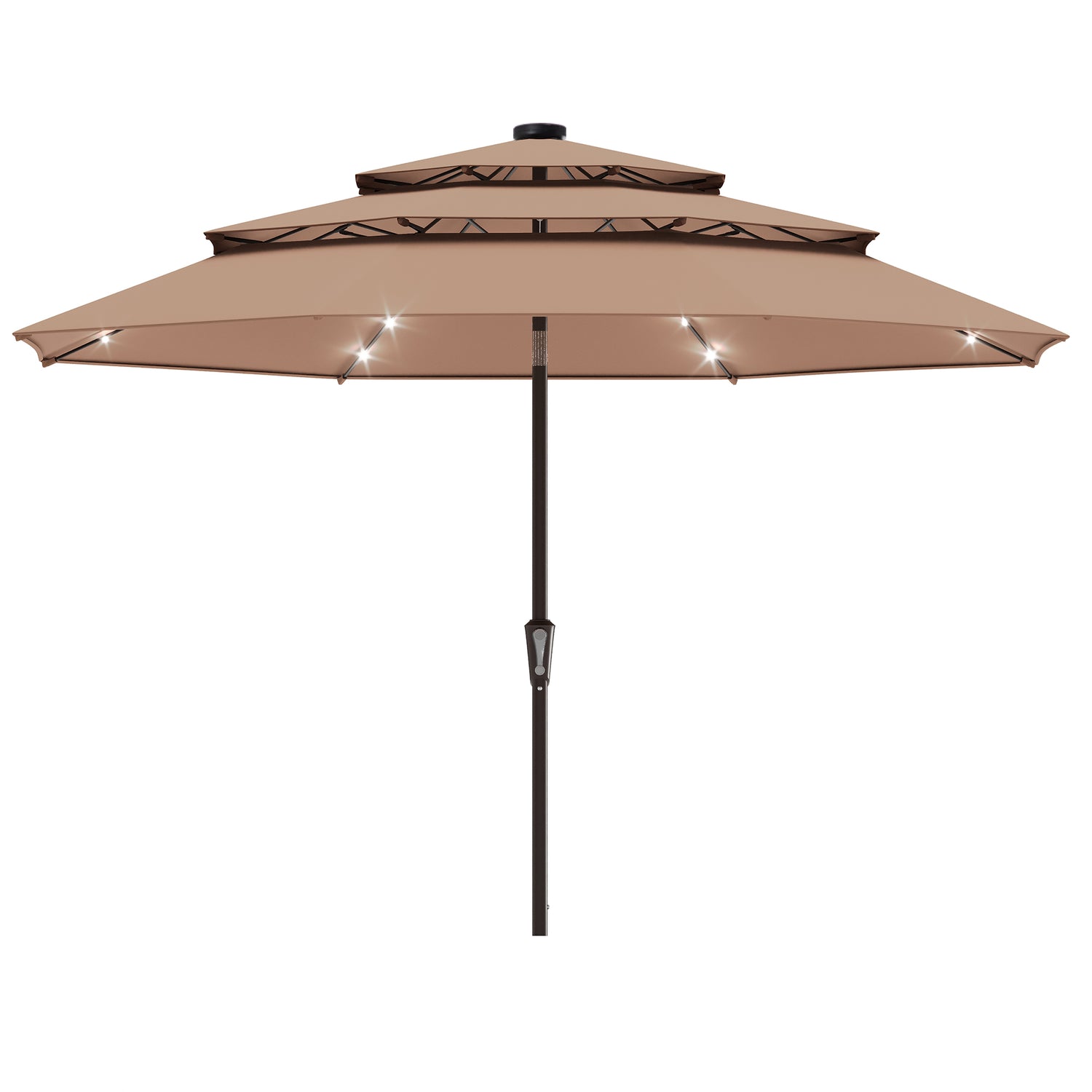 10ft 3 Tier Patio Umbrella with Solar Lights