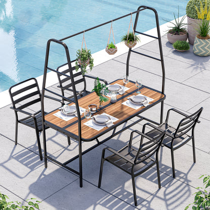 LAUSAINT HOME Christmas A-Frame Outdoor Dining Table Set for 4 with 4 Hooks