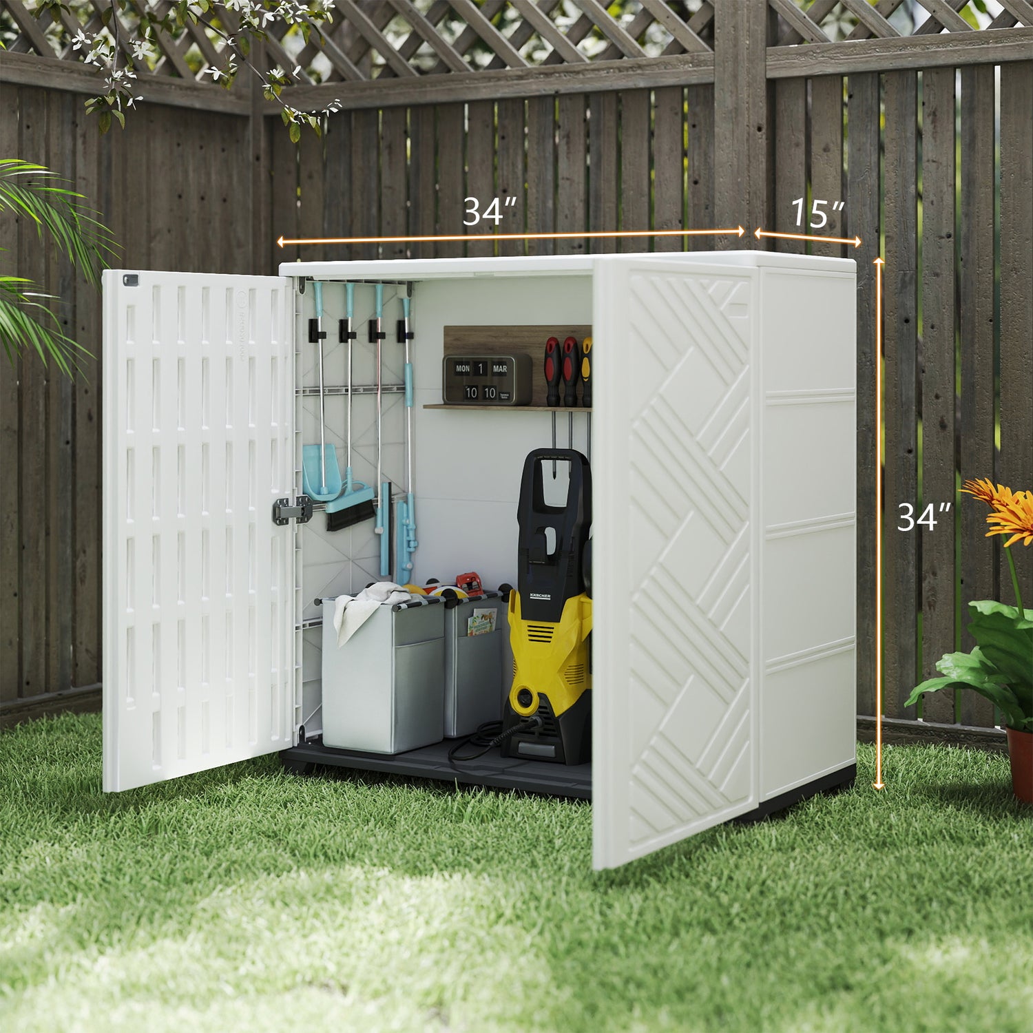 LAUSAINT HOME Decksplore Outdoor Storage Shed Weather Resistance, Horizontal Outdoor Storage Box Cabinet (No Shelves)