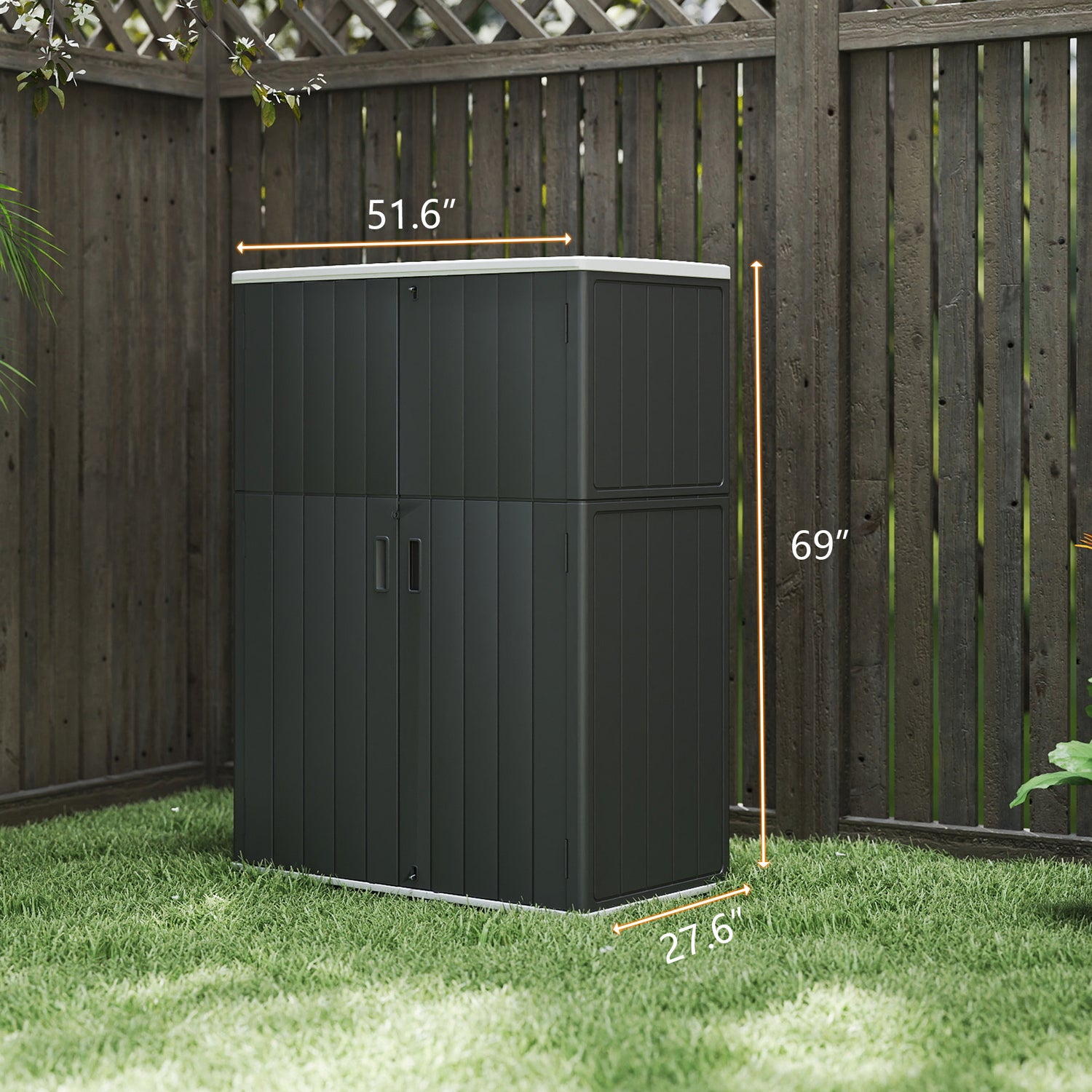 LAUSAINT HOME Vertical Storage Shed, Outdoor Storage Cabinet Resin Waterproof for Garden, Patio, Backyard