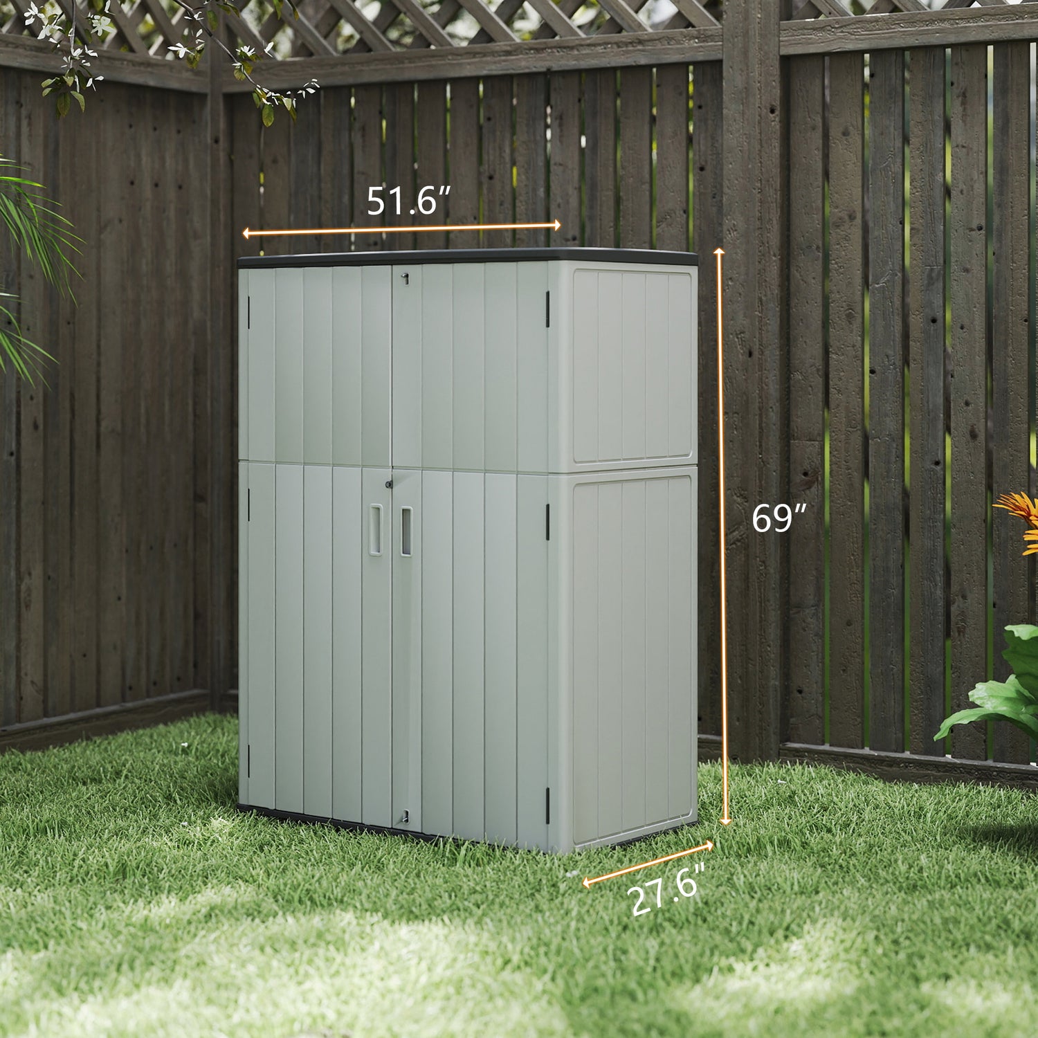 LAUSAINT HOME Vertical Storage Shed, Outdoor Storage Cabinet Resin Waterproof for Garden, Patio, Backyard