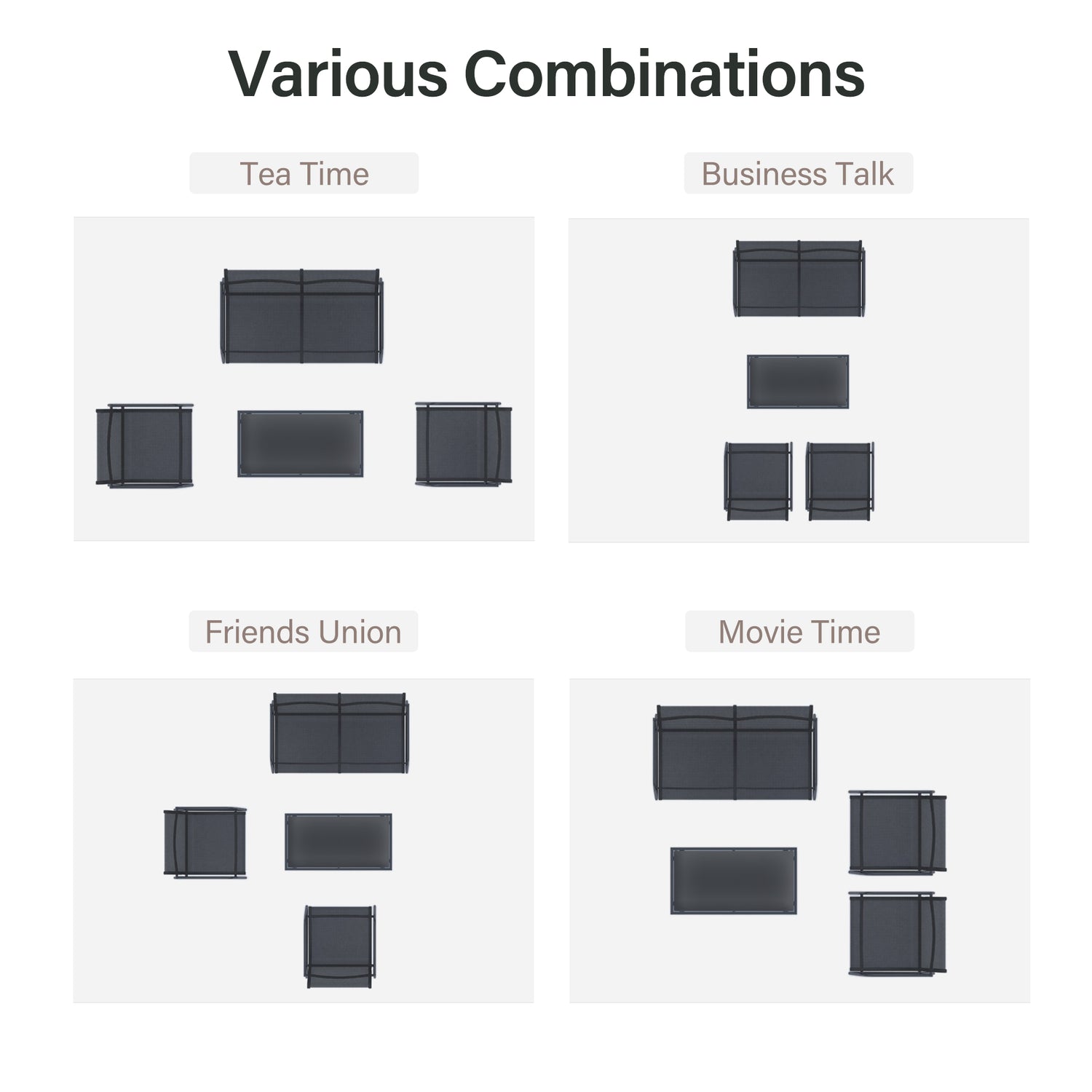 LAUSAINT HOME 4 Pieces Textilene Outdoor Patio Furniture