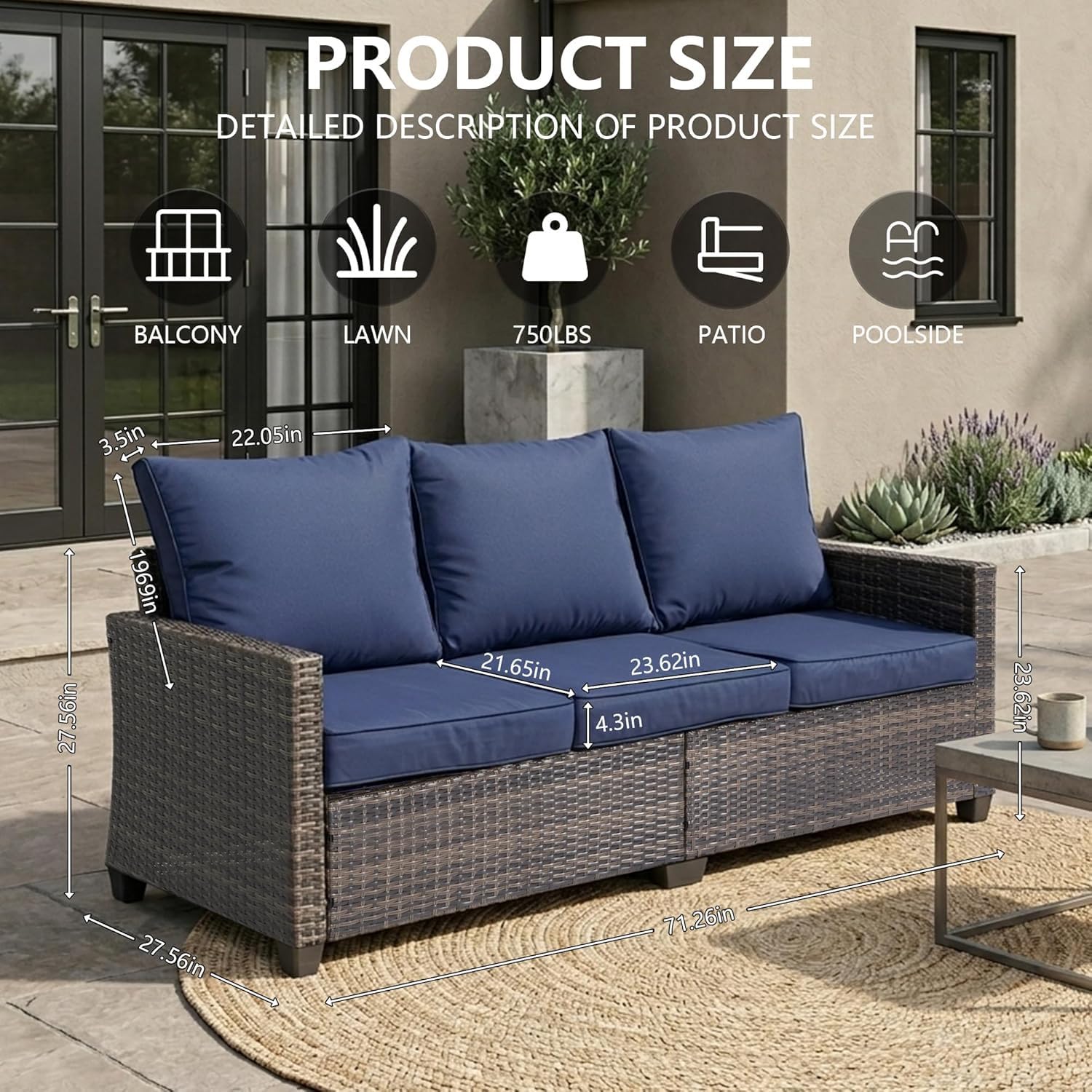 LAUSAINT HOME Outdoor Patio Furniture, Outdoor Sectional Sofa Patio Furniture Sets