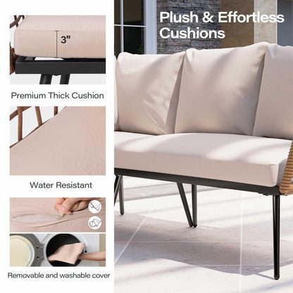 LAUSAINT HOME L-Shaped Outdoor Furniture Set, Wicker Rattan Patio Sectional