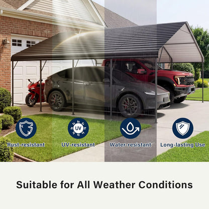 LAUSAINT HOME 20x20 FT Metal Carport Enhanced Base Heavy Duty Garage Carports