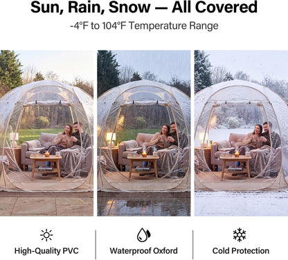 LAUSAINT HOME Pop Up Sports Tent, 10 x 10FT Clear Bubble Tent for 4-6 People