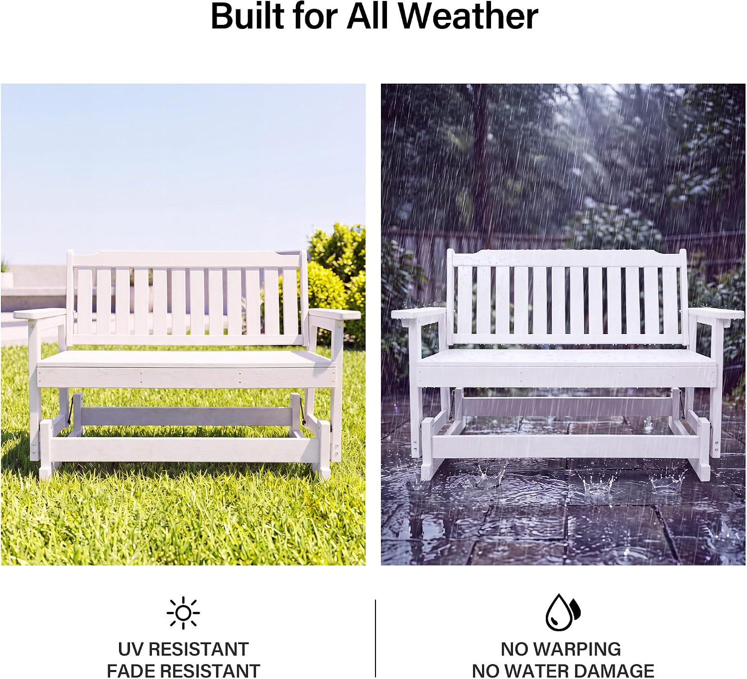 LAUSAINT HOME 2-Person HDPE Outdoor Glider Bench