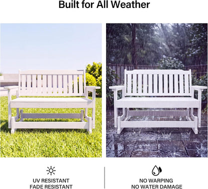 LAUSAINT HOME 2-Person HDPE Outdoor Glider Bench