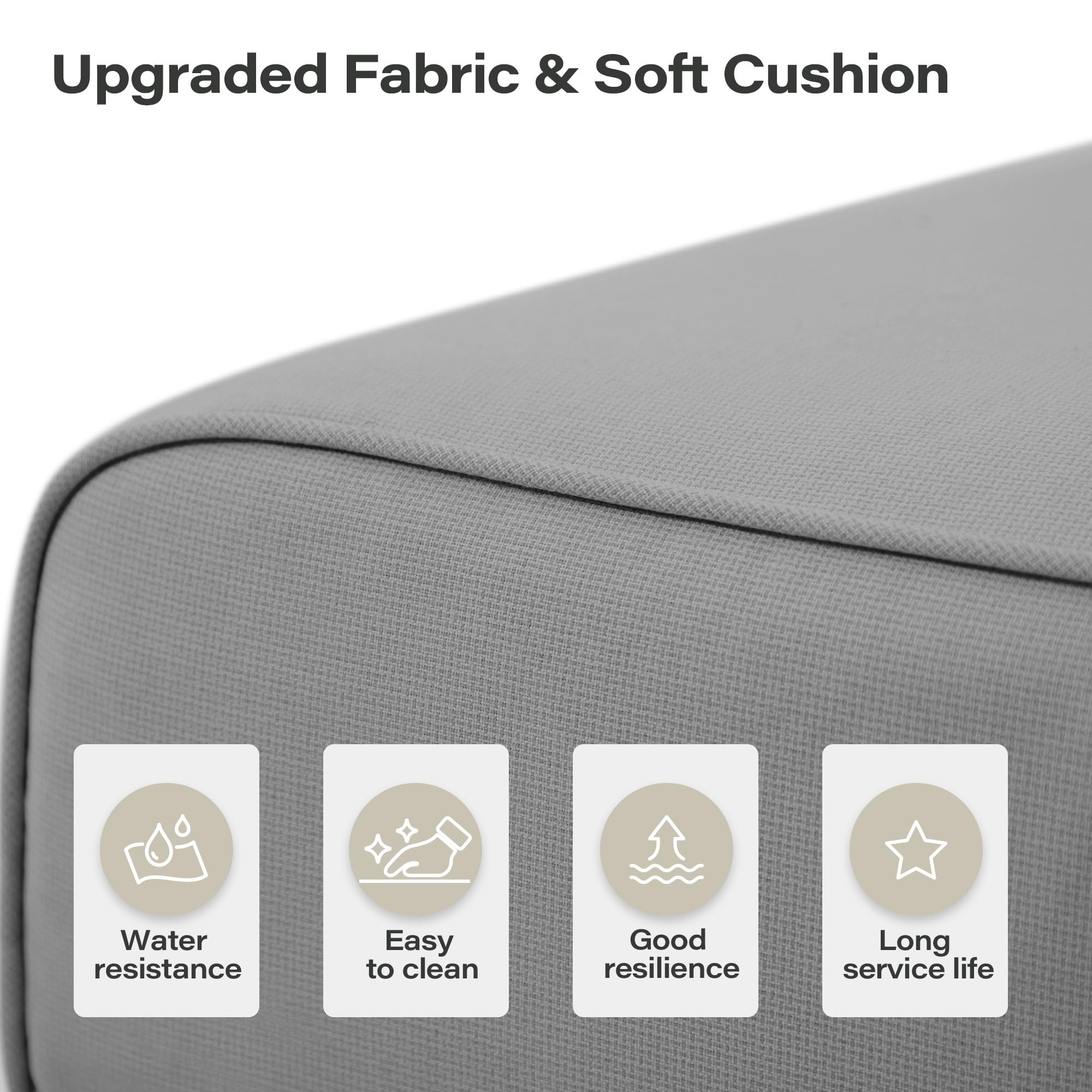 LAUSAINT HOME 7-Piece Outdoor Patio Furniture Set, Wicker Outdoor Conversation Set PE Rattan Sectional Sofa with Washable Cushions and Tempered Glass Table for Garden (Grey)