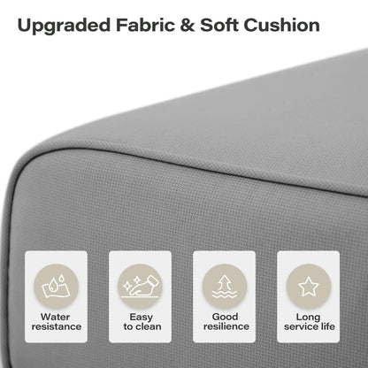 LAUSAINT HOME 7-Piece Outdoor Patio Furniture Set, Wicker Outdoor Conversation Set PE Rattan Sectional Sofa with Washable Cushions and Tempered Glass Table for Garden (Grey)