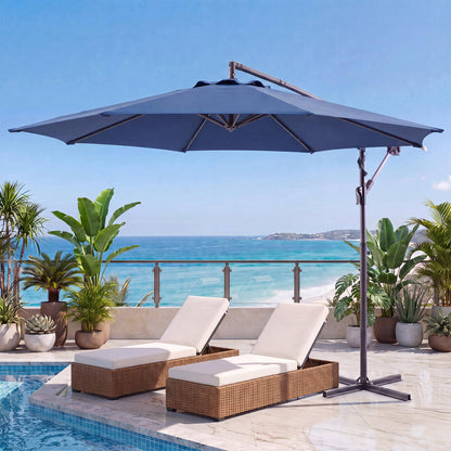 LAUSAINT HOME 10ft Offset Patio Umbrella, Cantilever Hanging Market Umbrella