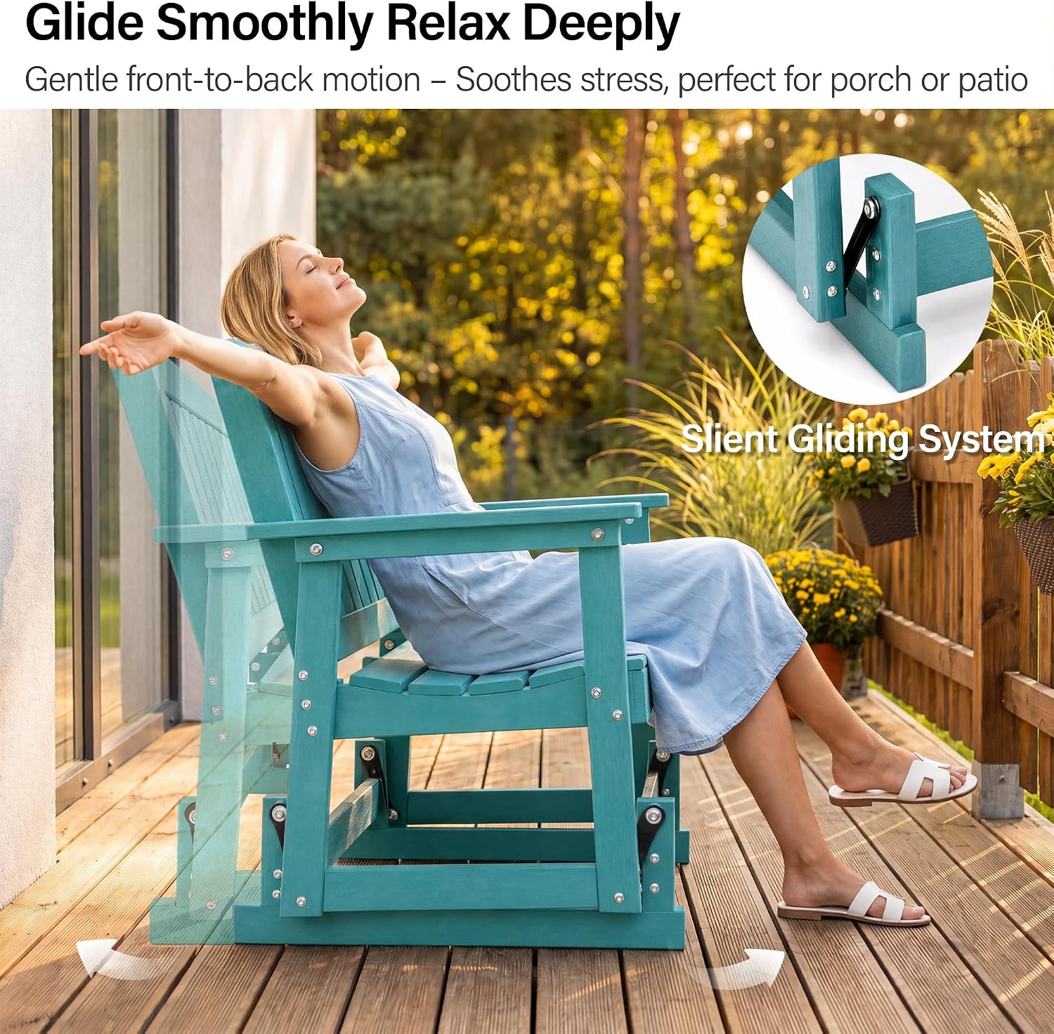 LAUSAINT HOME 2-Person HDPE Outdoor Glider Bench