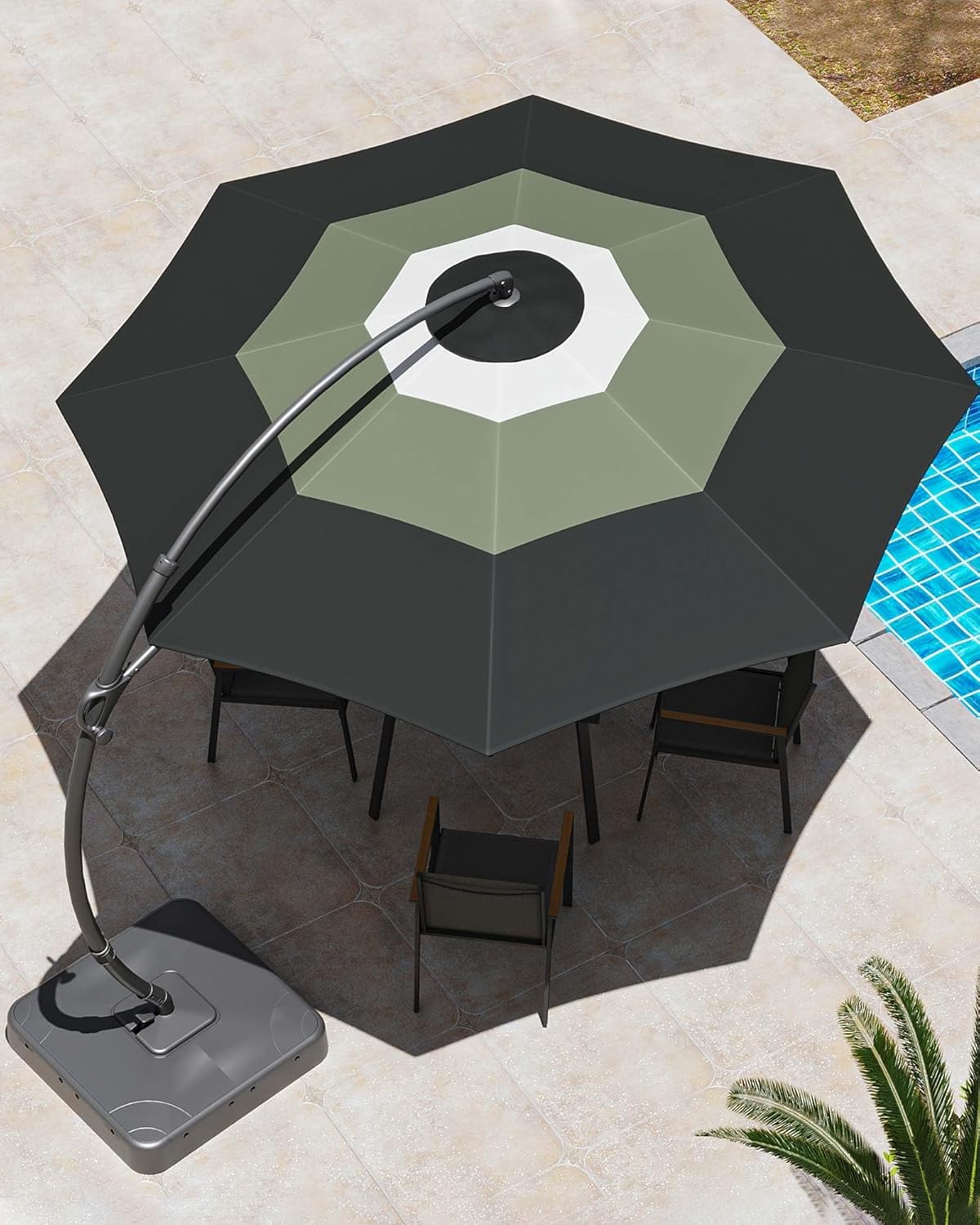 LAUSAINT HOME Outdoor Patio Umbrella with Base Included, Large Sun Shade Cantilever Umbrella Deluxe Curvy