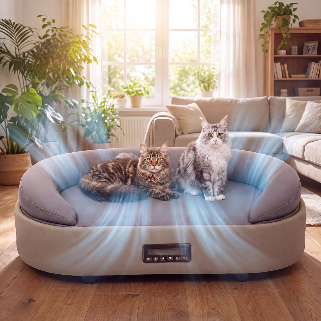 LAUSAINT HOME Heated & Cooling Cat Bed with App Control, Temperature Control Dog Bed with Wear Resistant PU Leather
