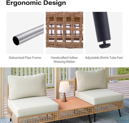 LAUSAINT HOME Outdoor Sectional Sofa Set All-Weather Patio Conversation Set with Thick Cushions