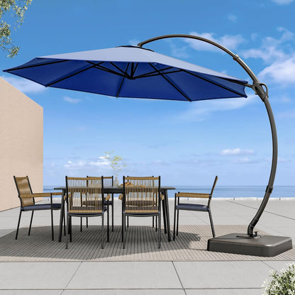 LAUSAINT HOME Outdoor Patio Umbrella with Base Included, Large Sun Shade Cantilever Umbrella Deluxe Curvy