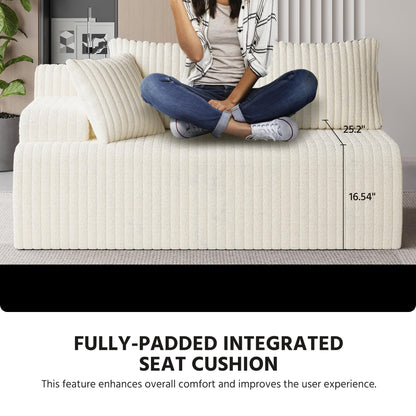 LAUSAINT HOME 96" Modular Sectional Sofa Couches, L-Shaped Boneless Cloud Sofa with 3 Deep Seat