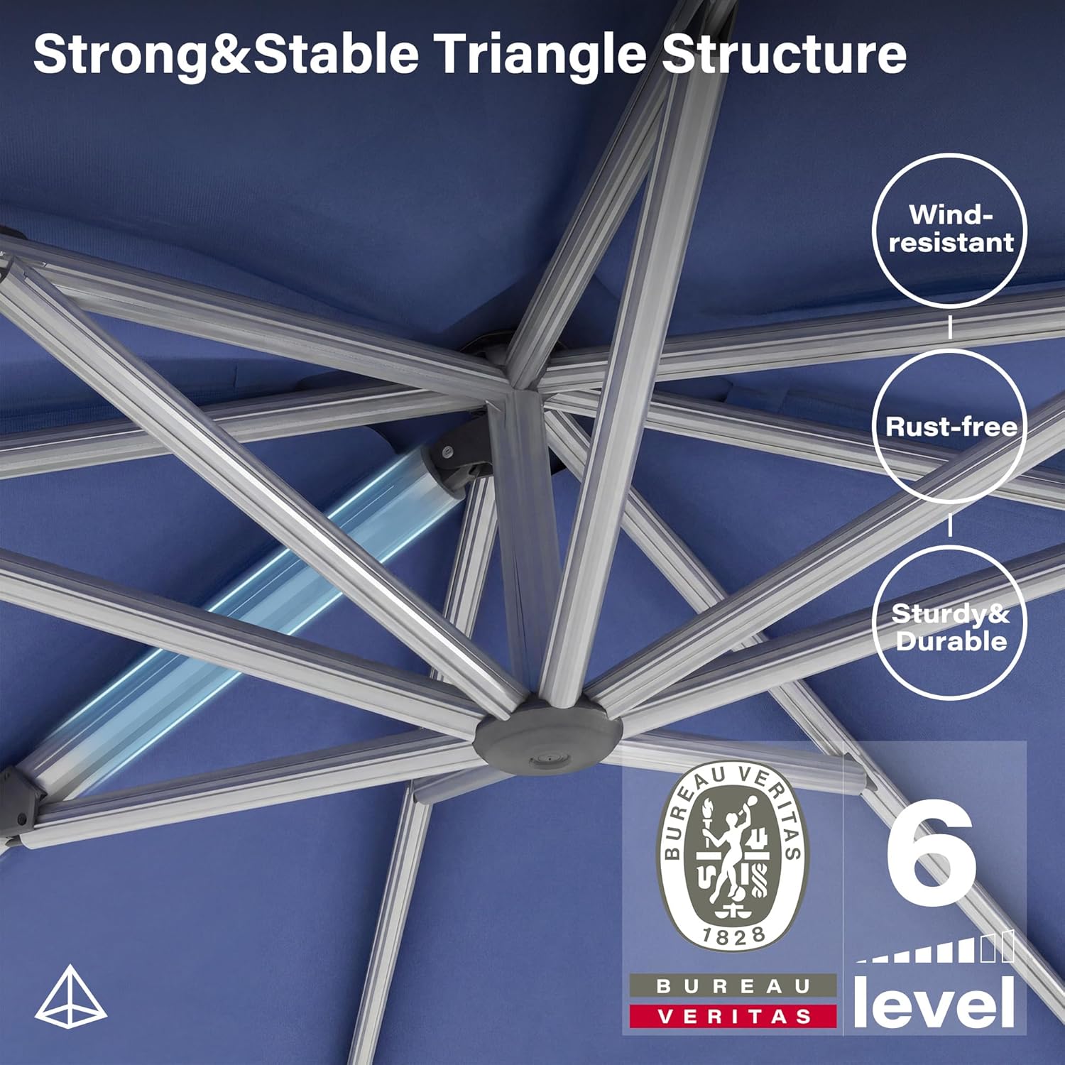 LAUSAINT HOME Cantilever Patio Umbrella, 360° Rotating Offset Umbrella with Aluminum Frame